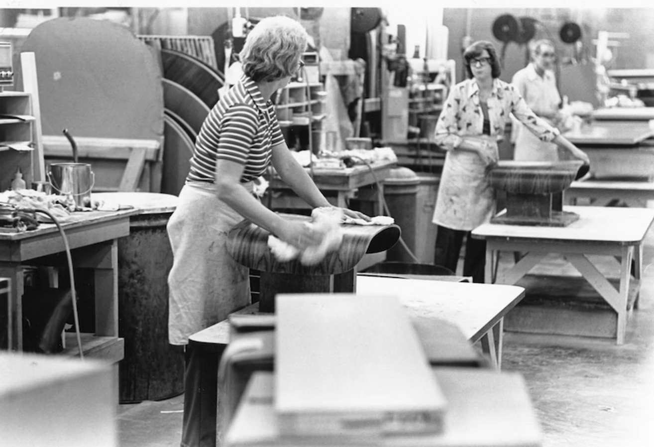 Eames Lounge Chair in production via Herman Miller
